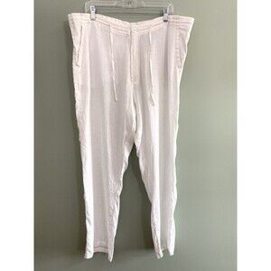 Bruno 100% Linen Pants Lightweight Pull On Drawstring Mens XL White Beach Resort